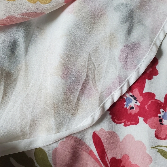 En Saison Constancia Floral Print Ruffle Wrap Mini Dress Long Sleeves Size S - Picture 5 of 10